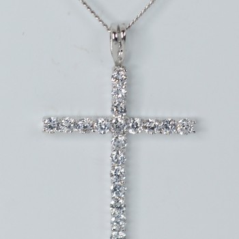 Sterling Silver/CZ Cross and Chain